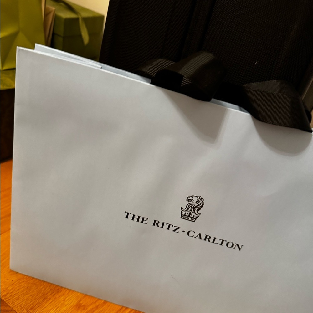 Baby blue Ritz Carlton paper Tote shopping bag - large size